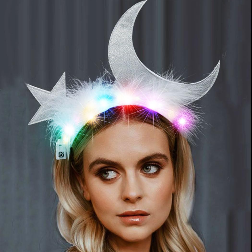 GORTIN Light up Star Moon Headbands LED Headpiece Costume Hair Accessories for Women - Image 3