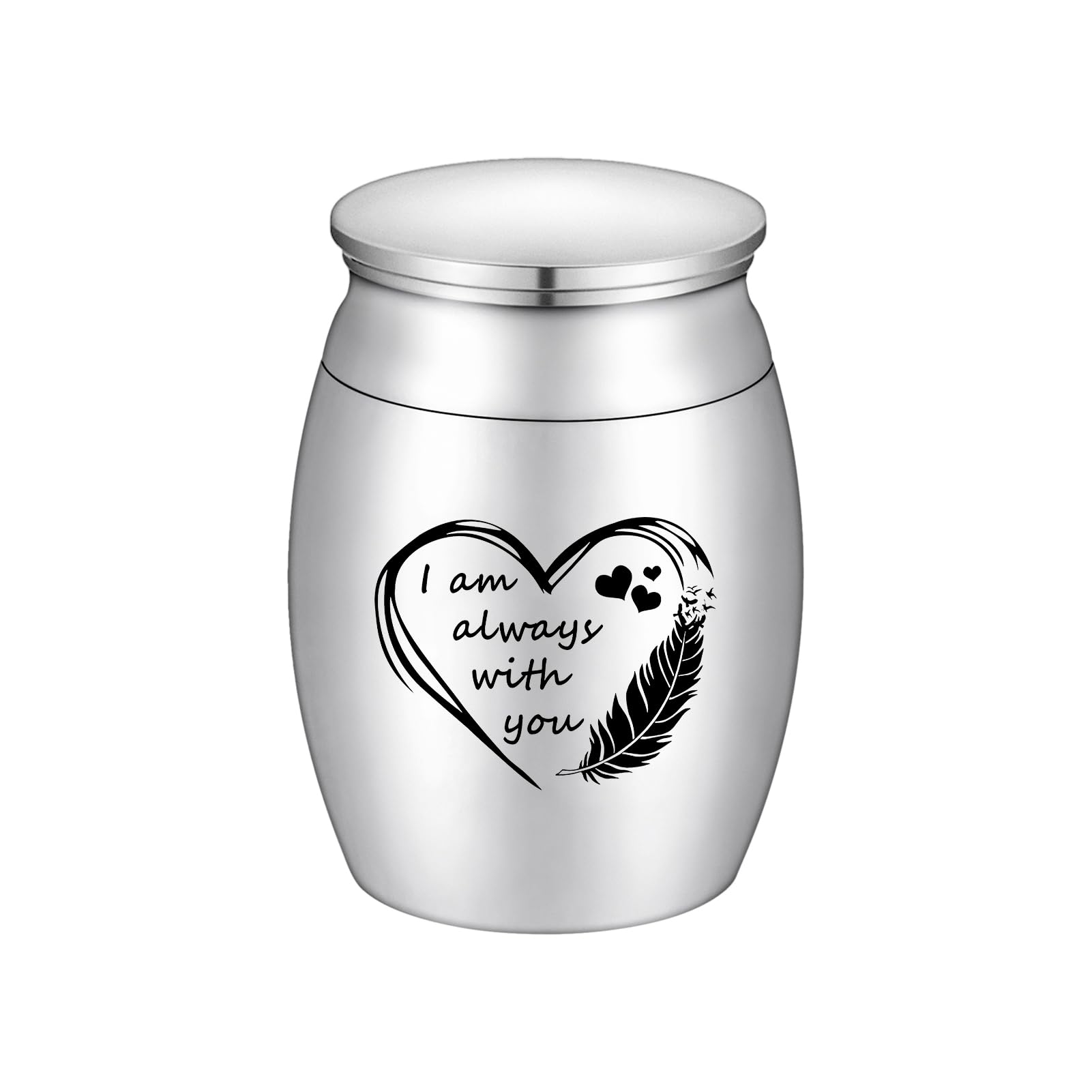 Small Urns for Human Ashes Stainless Steel Mini Urns Keepsake with Heart Mini Cremation Urns for Ashes -I am Always with You
