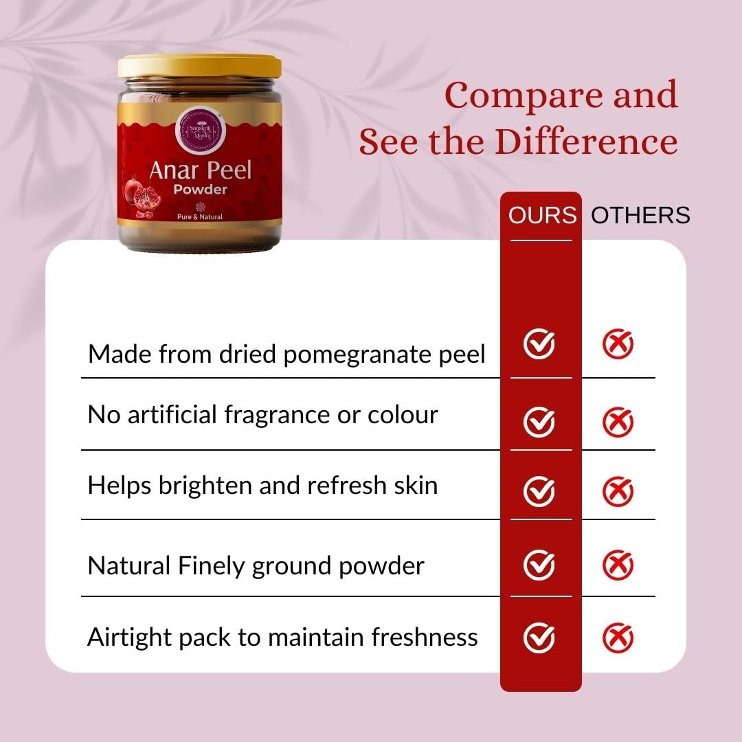 Anar Peel Powder | 100 Gm | (Pomegranate) for Face Pack Skin Brightening Skin Care Routine | Herbal Powder for Face Pack & Beauty Care Routine | Herbal Skin Care — Amazon image 6