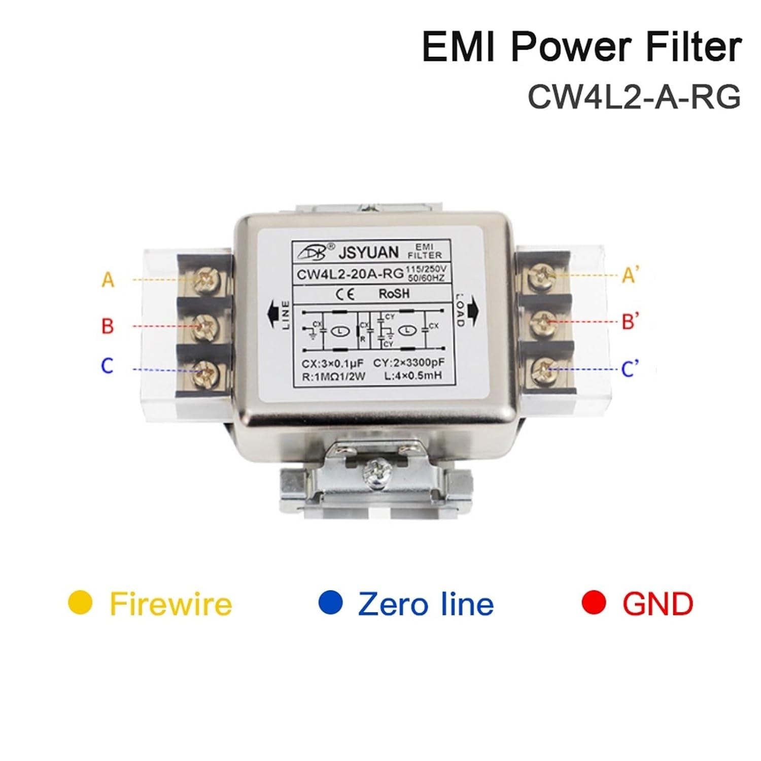EMI Power Filter CW4L2-A-RG AC 220V Single Phase Interference Purification(20A)