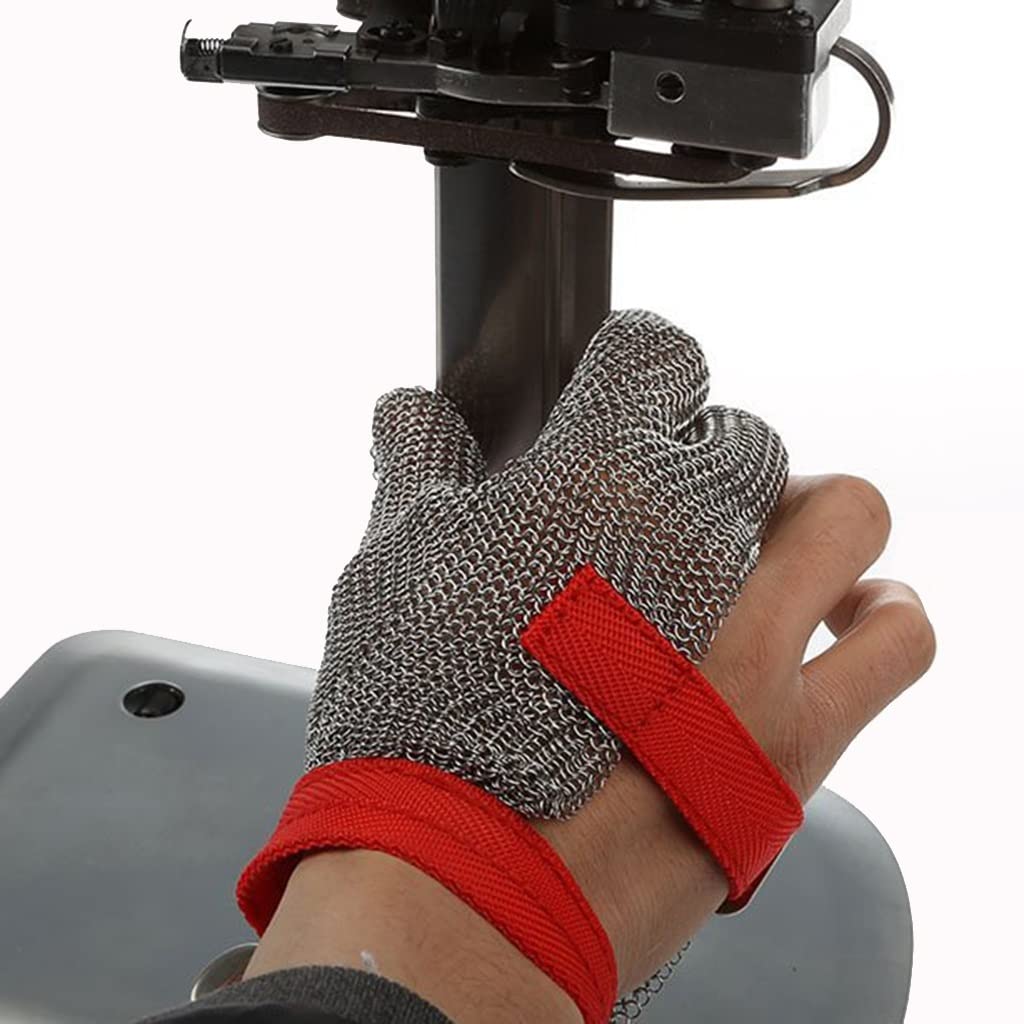 Guantes de Trabajo Anticorte Guantes Resistentes al Corte de Metal, Guantes de Trabajo de Seguridad de protección de 3 Dedos for Chef Carnicero Sastre Carpintero (Size : A Pack of One/XXL)