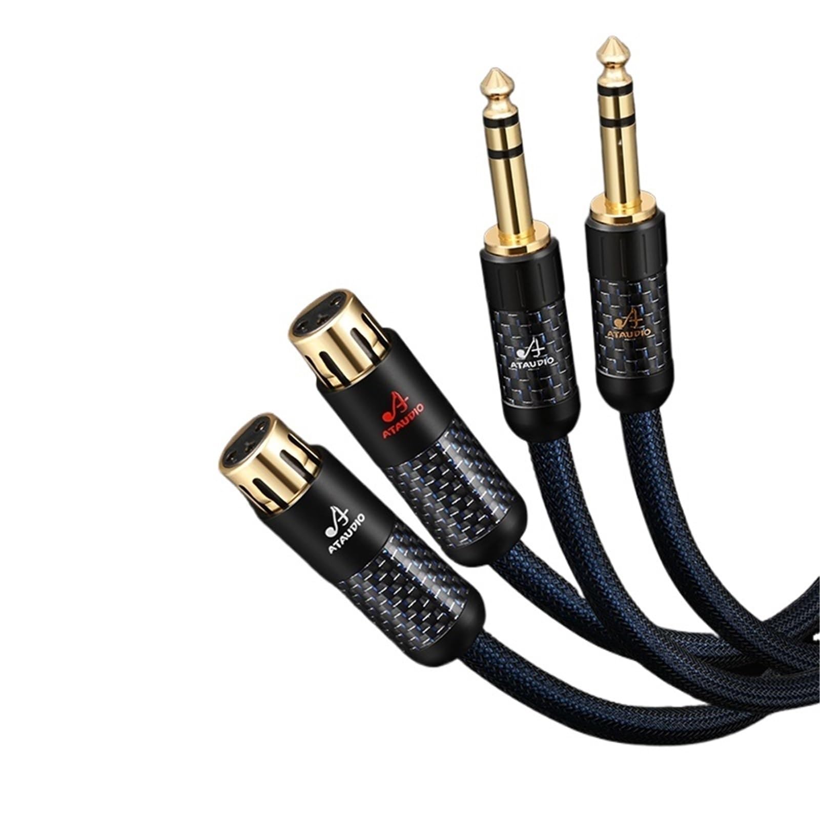 Kabel HiFi 6,5 do XLRR, czysty srebrny, podwójny TRS 6,5 mm do 3-pinowego kabla audio 2XLR do miksera, głośnika, mikrofonu (3,5 m)