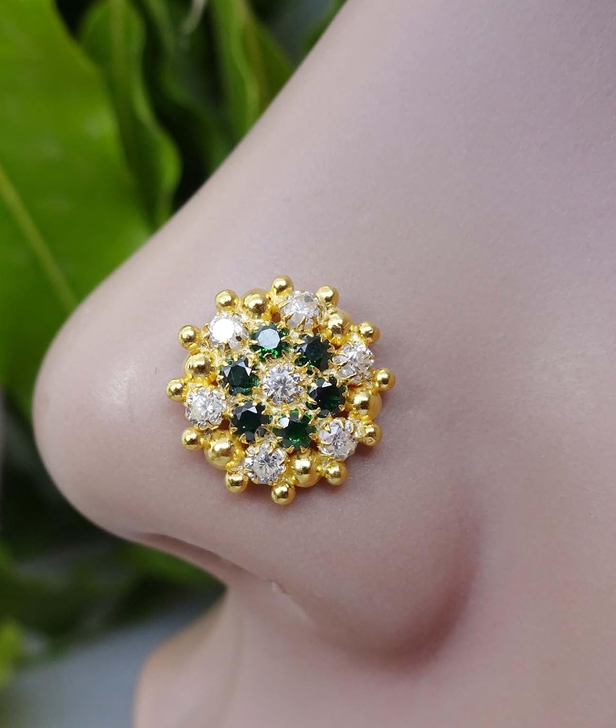 Indian Nose Stud Flower Nose Hoop Indian Body Jewelry Traditional Nose Hoop Gold Nose Stud Diamond Nose Piercing Indian Nose Ring