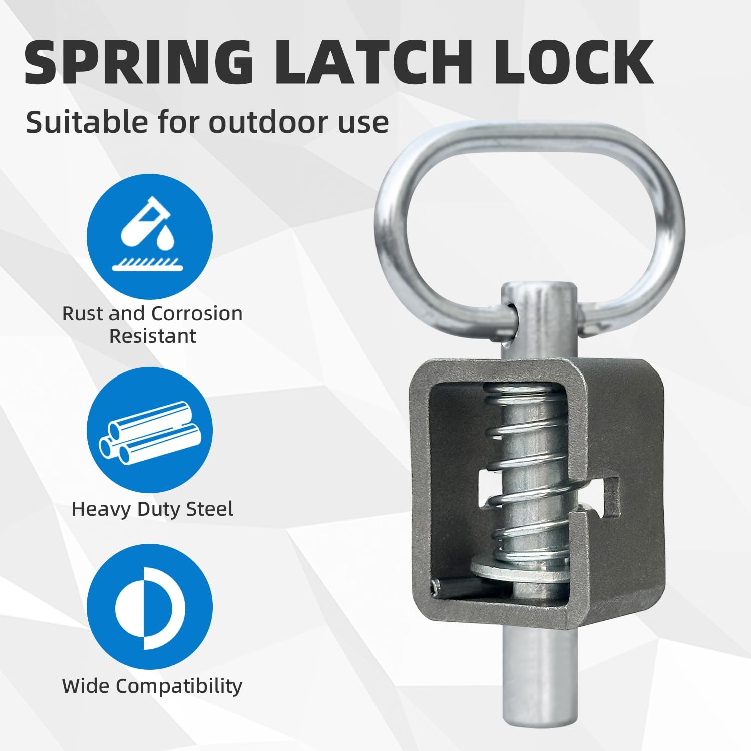 (2 Pack) Trailer Gate Latch,Spring Loaded Latch,5/8" Heavy-Duty Weld-On Spring Latch Assembly,Universal Long Spring Lock Steel Latch Assembly for Trailer