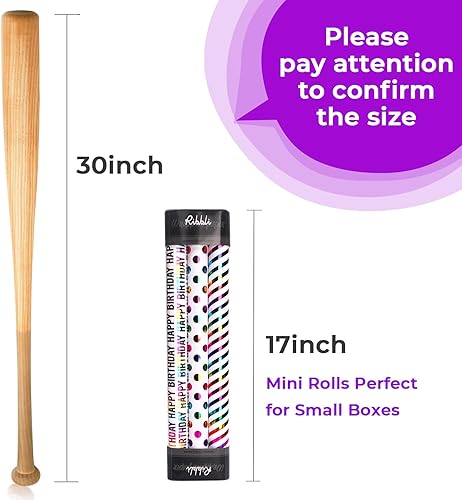 Miniatura 2 de Ribbli papel de regalo para cumpleaños, papel de regalo brillante para regalos, minirollo, 3 rollos con estampados de lunares y rayas de feliz