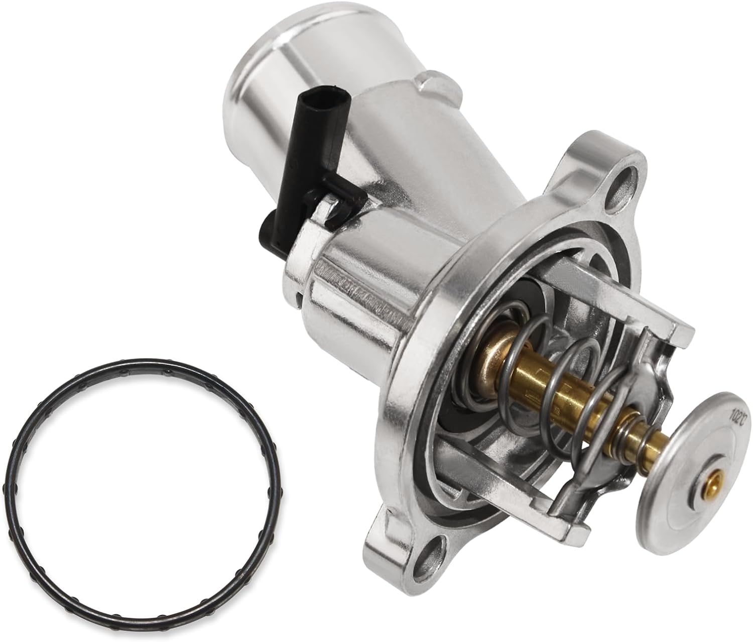 6.4L Aluminum Coolant Thermostat Housing Assembly Compatible with 2014-2022 Dodge Ram 2500 2014-2022 Ram 3500 Replace# 4893177AB 4893177AC 4893177AD