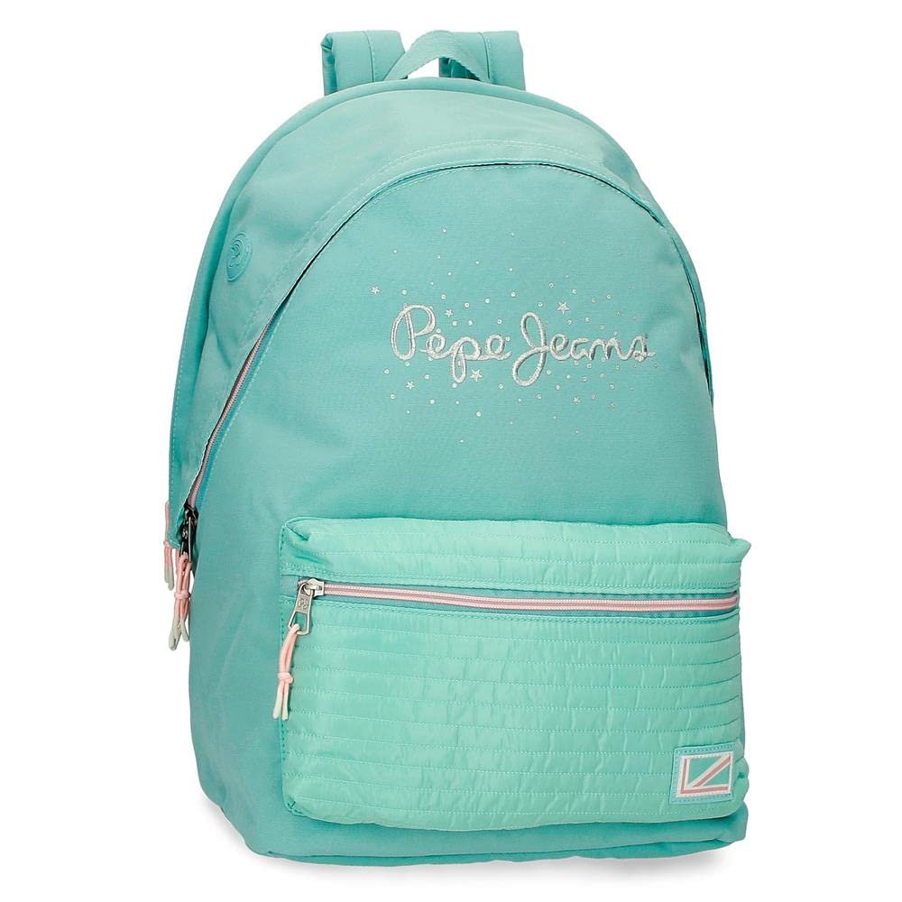 Pepe Jeans Jane Mochila para Portátil Doble Compartimento Adaptable a Carro 15,6" Azul 31x44x17,5 cms Poliéster 20,46L