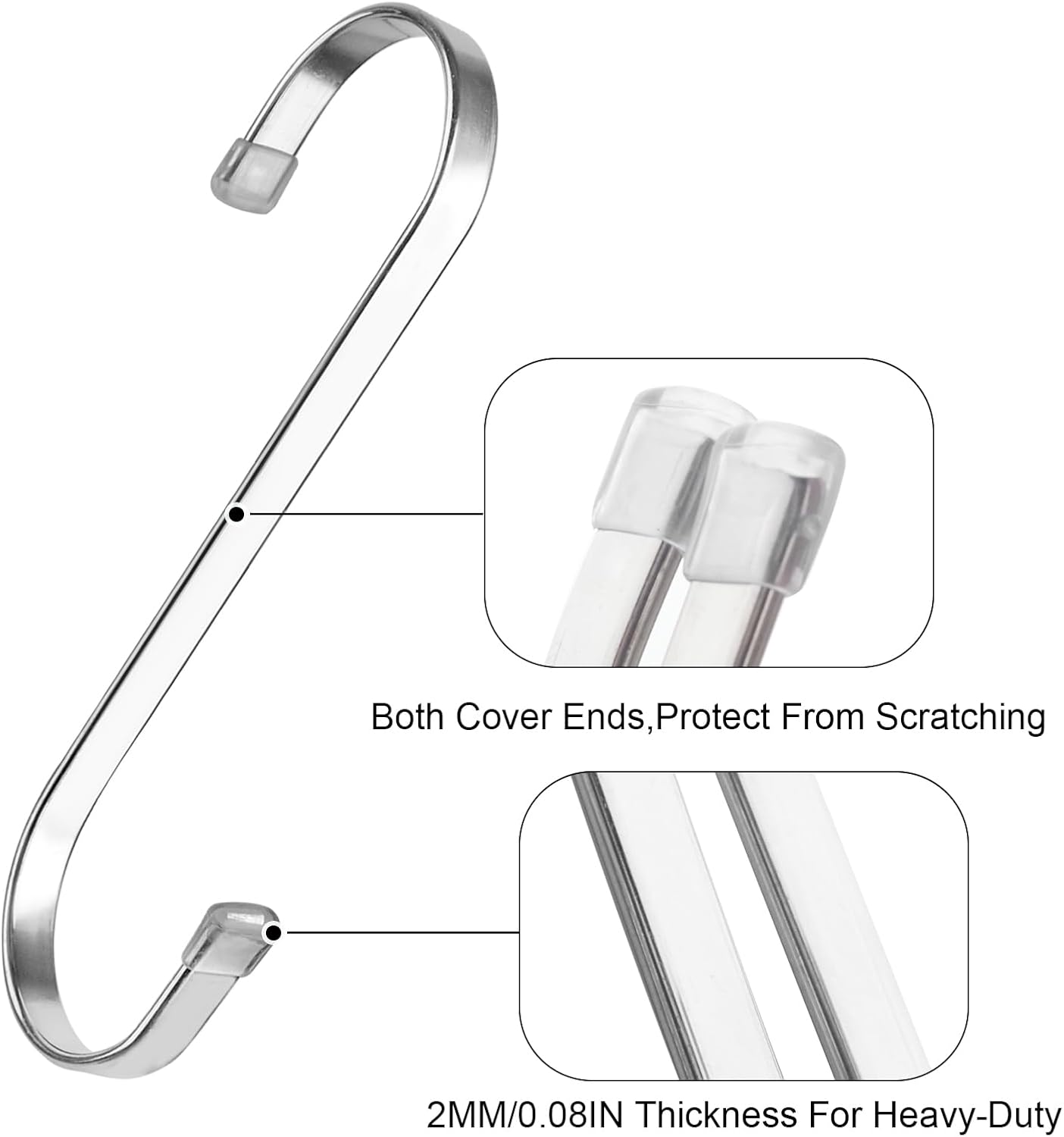 5 Pack Flat S Hooks Stainless Steel Heavy Duty 5.5inch S Hooks for Hanging pots, Pans, Plants, Coffee Mugs, Towels in Kitchen and Bathroom, Coat, Bag, Work Shop, Perfect Rack Hook - Image 3