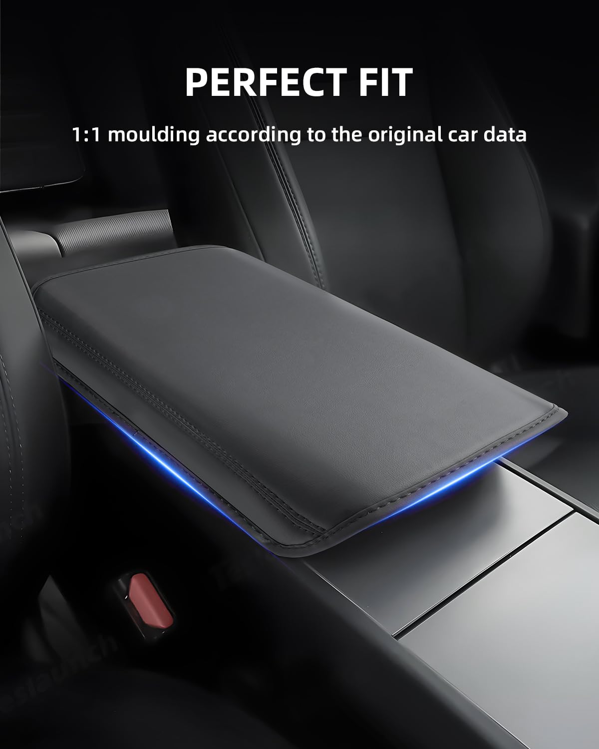 Copribracciolo per Tesla Model 3 Highland 2024 2025 2026, Copertura per Bracciolo Console Centrale in Pelle PU Ispessita, Accessori Antiscivolo per Alzare il Bracciolo, Nero