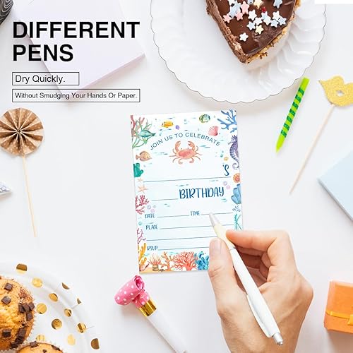 Miniatura 10 de EUDOSI Tie Dye Art and Craft Let's Create Painting - Invitaciones para fiesta de cumpleaños, juego de 20 con sobres, tarjetas de invitaciones de