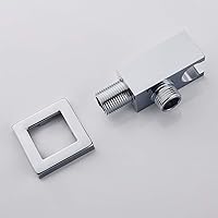 Vista 3 de Codo de suministro de pared cromado con soporte de ducha de mano, conector de manguera de ducha cuadrado de latón de 1/2 ″, salida de agua Drop Ell