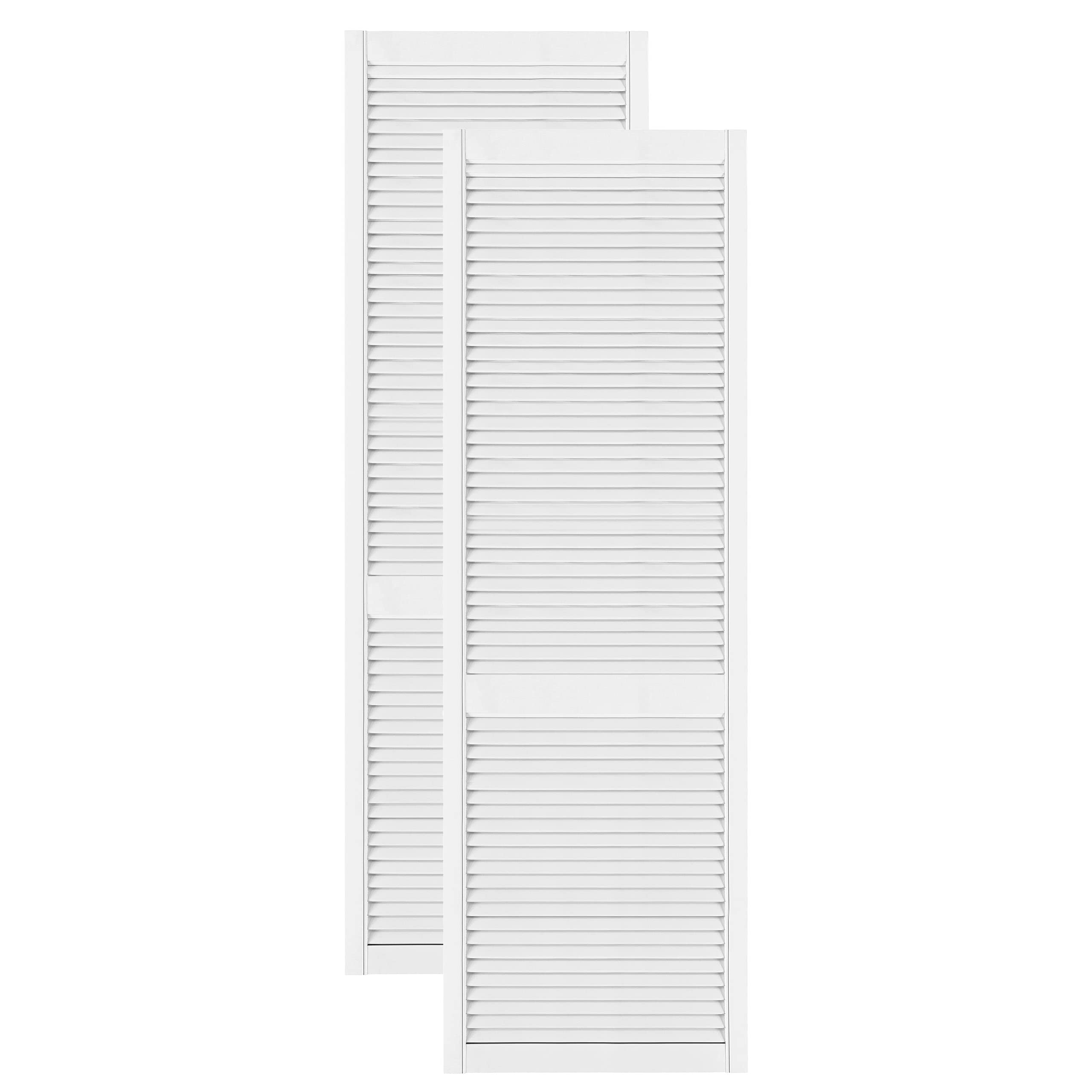 DecoMeister Puerta de Celosia Tipo Persiana Blanca con Marco de Madera Maciza de Pino Frente de Mueble Imprimado con Lamas Listones Abiertos de Dimensiones 594x2013 mm Juego de Dos Piezas