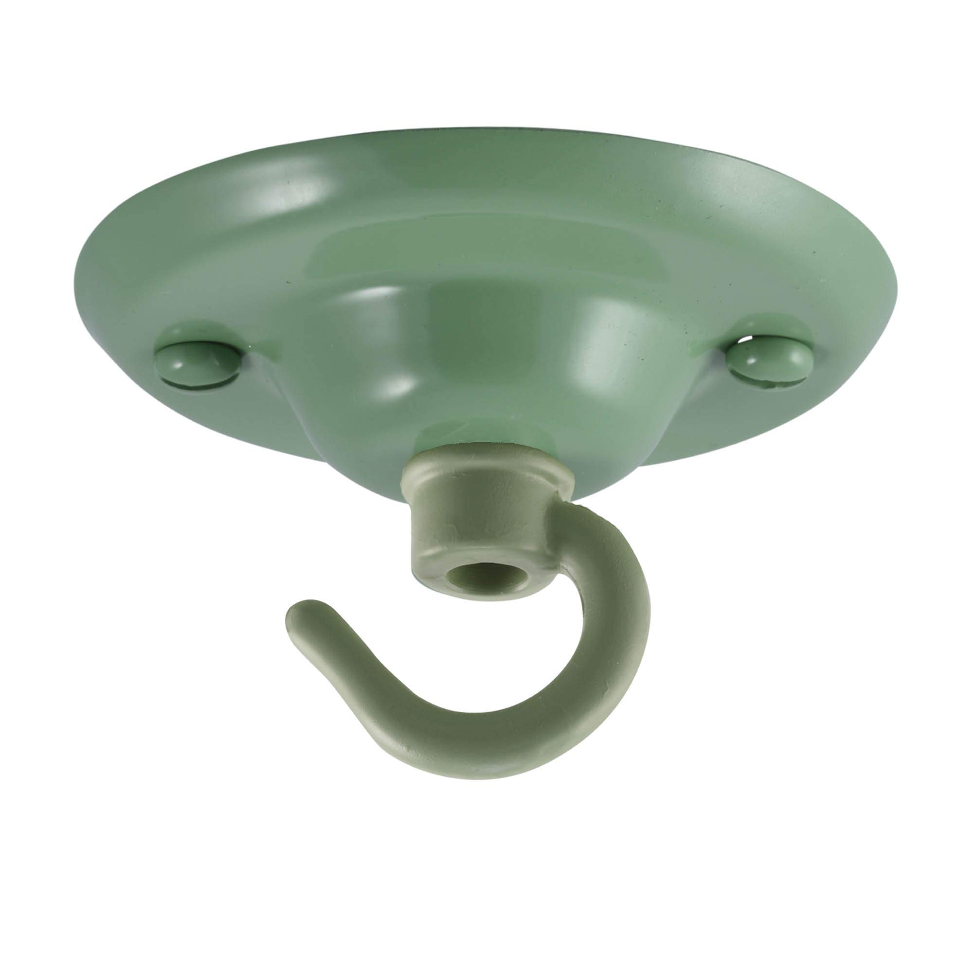 Elektek Willow Green Ceiling Rose Hook Plate 75Mm Diameter With Matching Screws Powder Coated