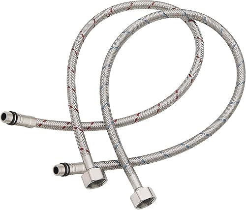 BATHLAVISH Conector de grifo de cocina de baño de 32 pulgadas de largo, manguera de suministro de acero inoxidable trenzada, rosca de compresión