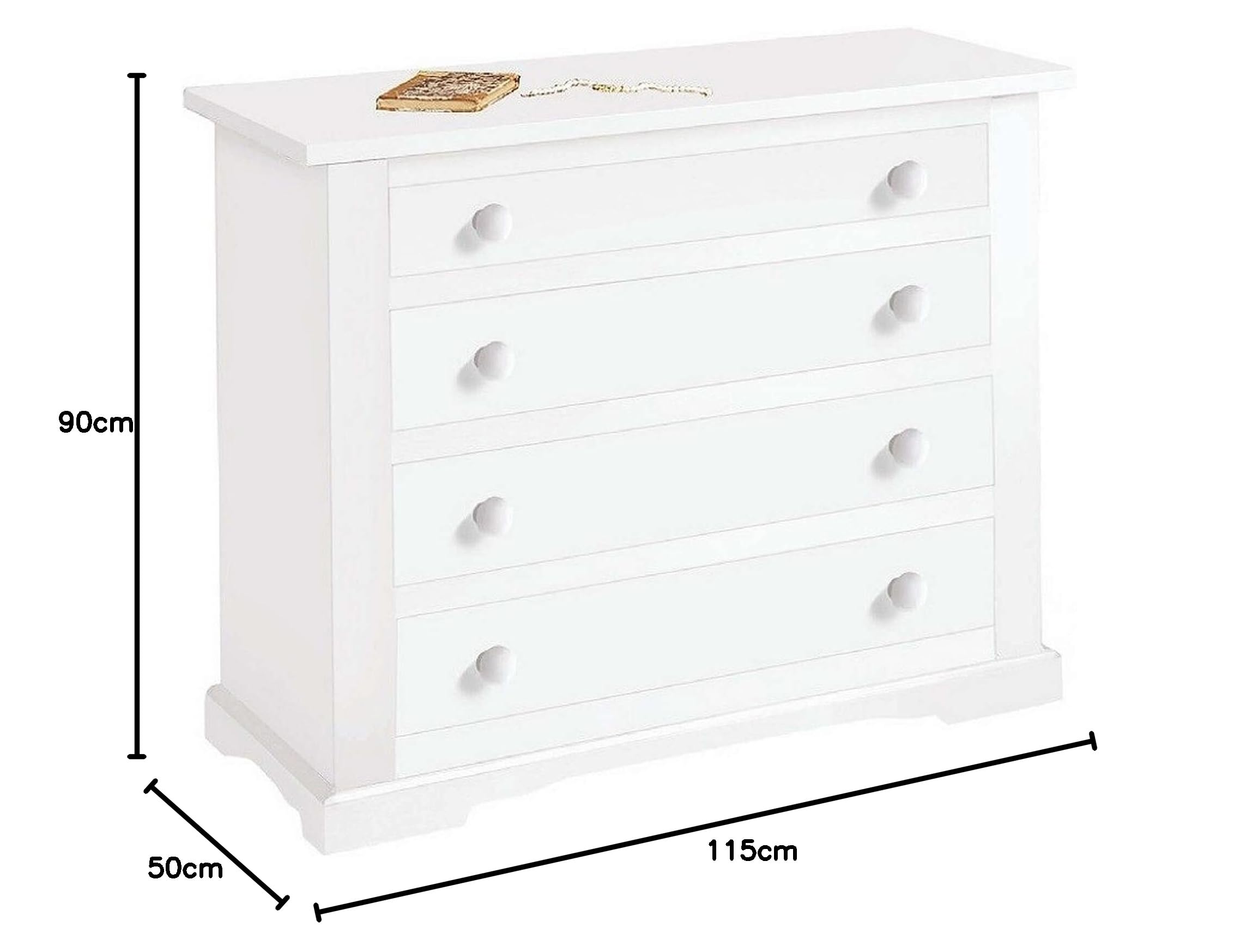 milani home - Comò 115x50x90 coloreBianco