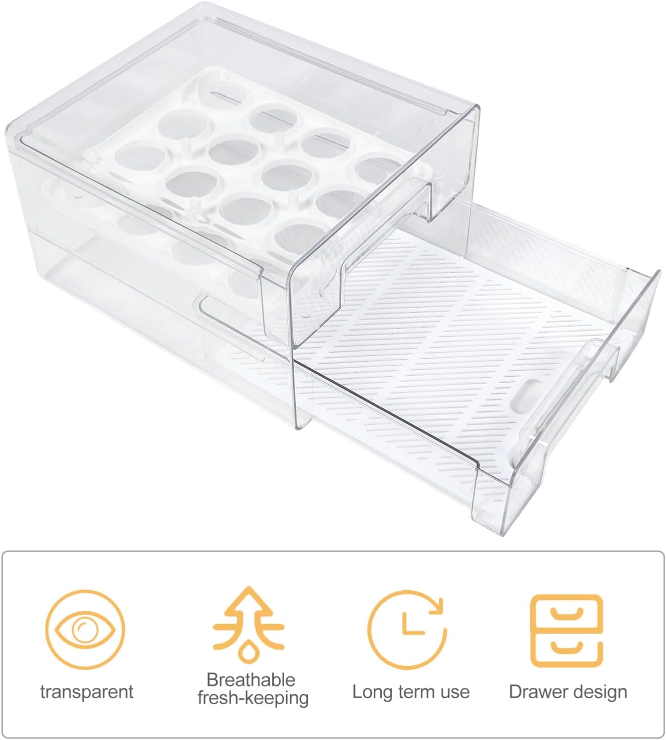 Double Layer Egg Holder for Refrigerator Stackable Egg Container with Removable Tray Efficient Kitchen Organizer