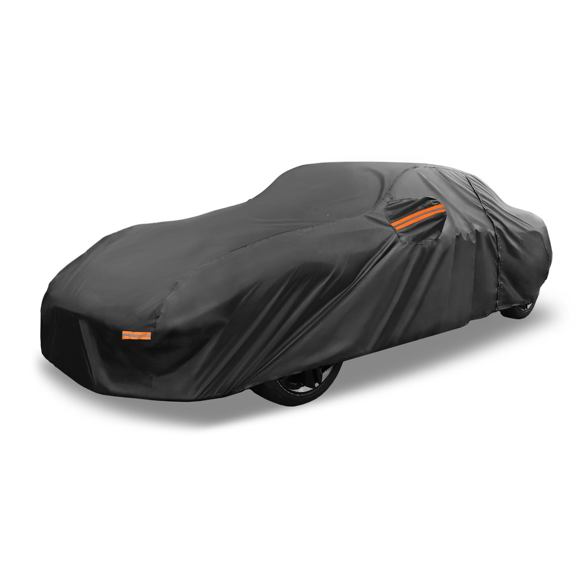 Pokrowiec samochodowy na samochody wodoodporna ochrona na każdą pogodę osłona zewnętrzna pełna osłona samochodu do Mazda MX-5 Miata 190T-PU czarny z zamkiem błyskawicznym paski odblaskowe