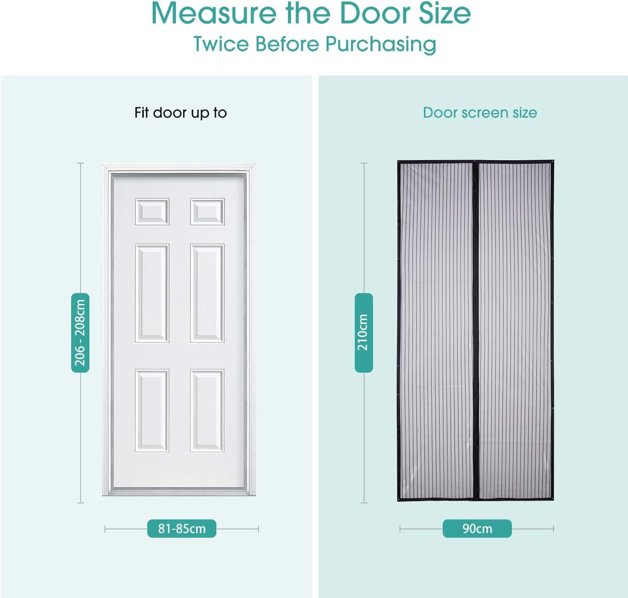 Fly Screens for Doors, Premium Fly Screen Door 90x210cm Heavy