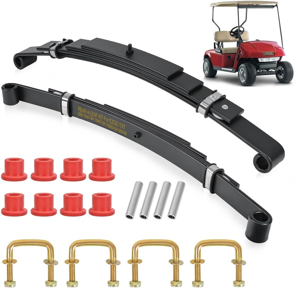 Heavy Duty EZGO TXT 4-Leaf Rear Leaf Spring Bushings & Sleeves Fits 1994-Up Golf Cart