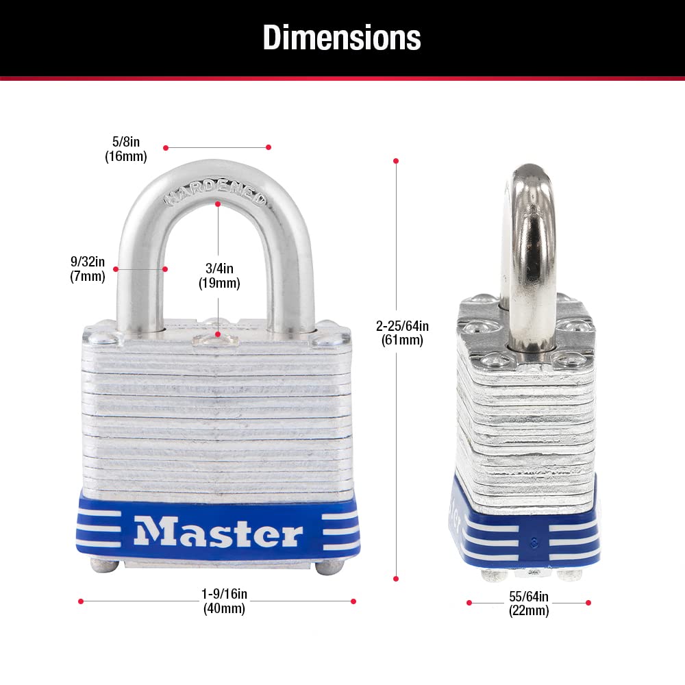 Master Lock 3QLDHCHD kłódki ze stali ocynkowanej, 4 sztuki, kolor srebrny