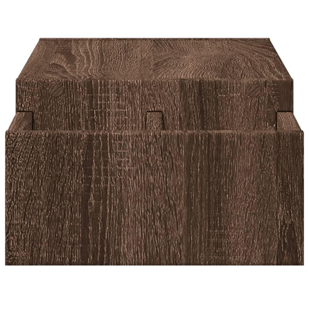 Supporto per monitor con vano portaoggetti, effetto rovere, 70 x 27 x 15 cm, in legno, 4 scomparti, scrivania per ufficio e home office, ergonomico per monitor e laptop