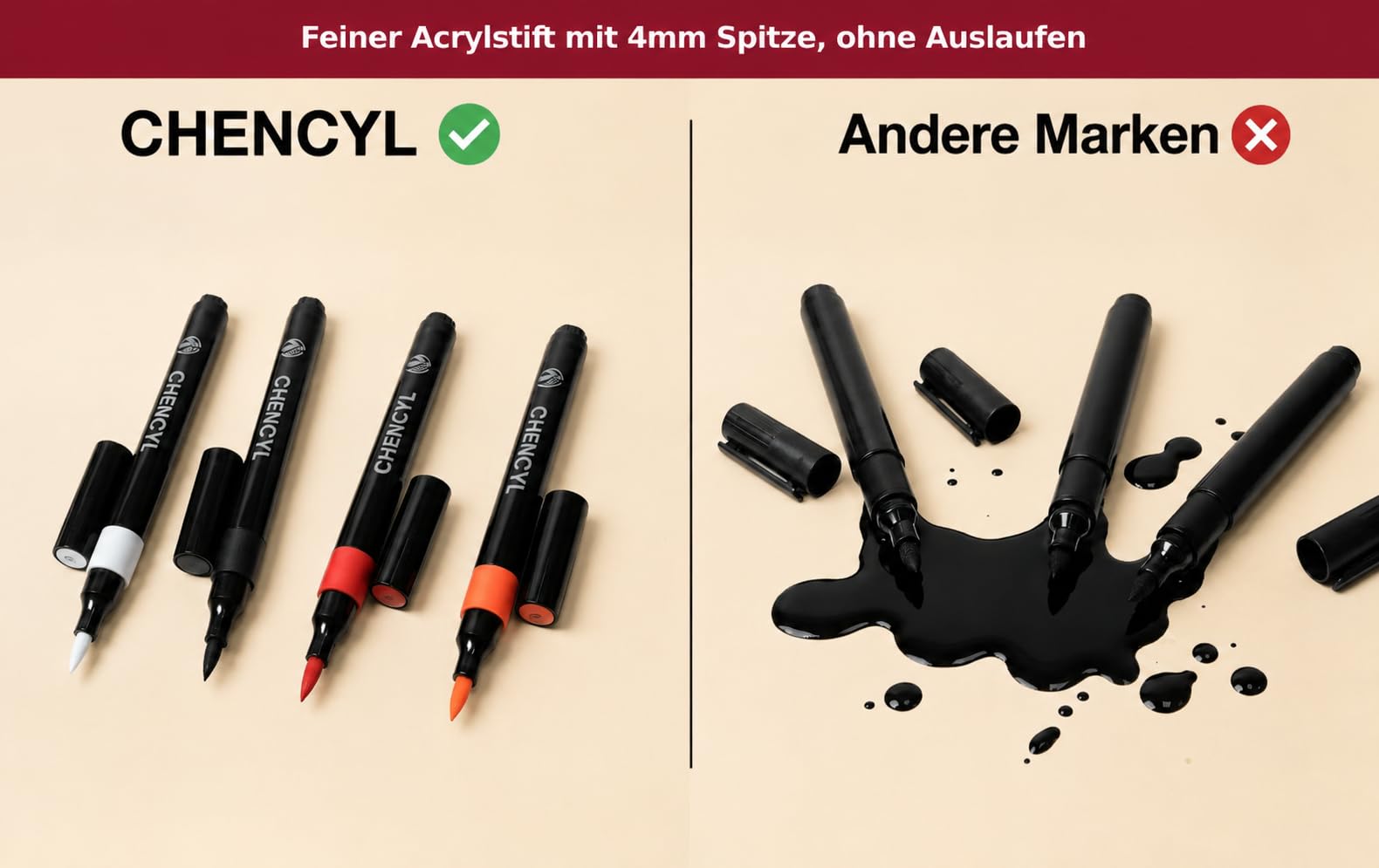 Acrylstifte, 120 Farben - Acrylfarben set mit Aufbewahrungsbox für DIY-Projekte, Papier, Pappe, Stoffe, Glas, Keramik, Leinwand, Holz, Stein - Filzstifte für erwachsene und filzstifte kinder