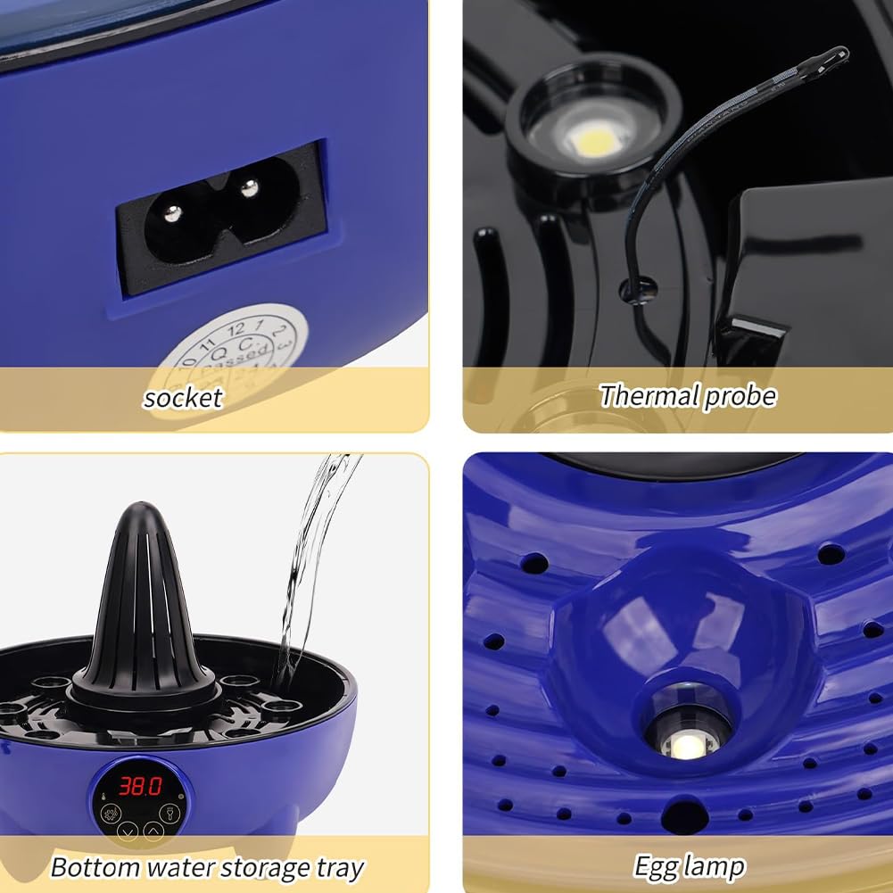 Incubadora digital de huevos de gallina, 8 huevos, control automático de temperatura con visualización de temperatura, mini incubadora de aves de corral para huevos de pato y pájaros, huevo de giro
