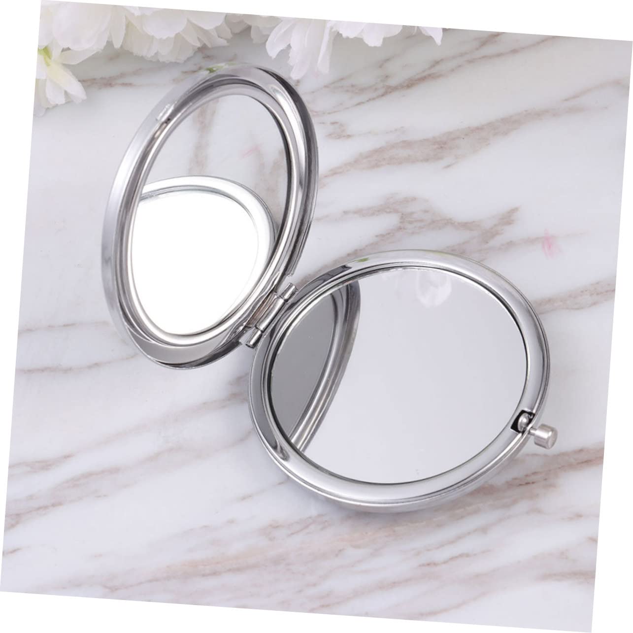 Zerodeko Miroir de Maquillage Portable Double Face en Métal et Verre, Pliable, Grossissant, Élégant, Lot de 10 pour Voyage et Paquet à Main