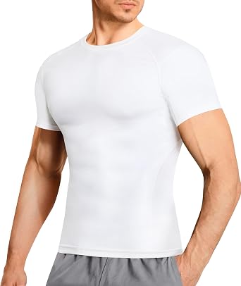 TAILONG Mens Compression Shirt - Slimming Undershirt Body Shaper, Short Sleeve Shapewear Tank Top for Workout Athletic