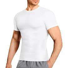 Mens Compression Shirt - Slimming Undershirt Body Shaper, Short Sleeve Shapewear Tank Top for Workout Athletic
