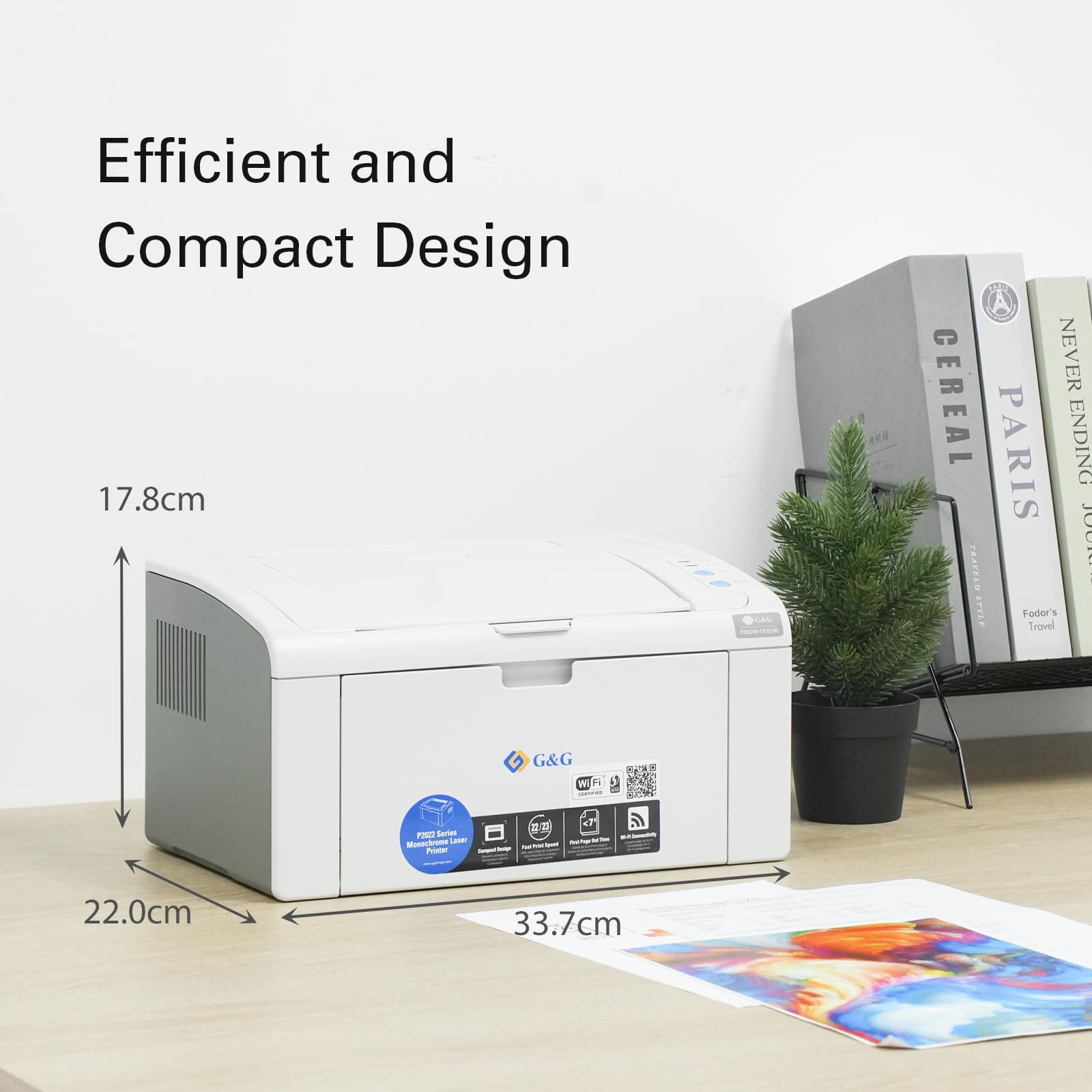 G&G P2022W Stampante Laser Bianco e Nero Wifi, Singola Funzione A4 Stampanti con Toner Laser in Offerta, 23 ppm, Compatta per Ufficio/Casa