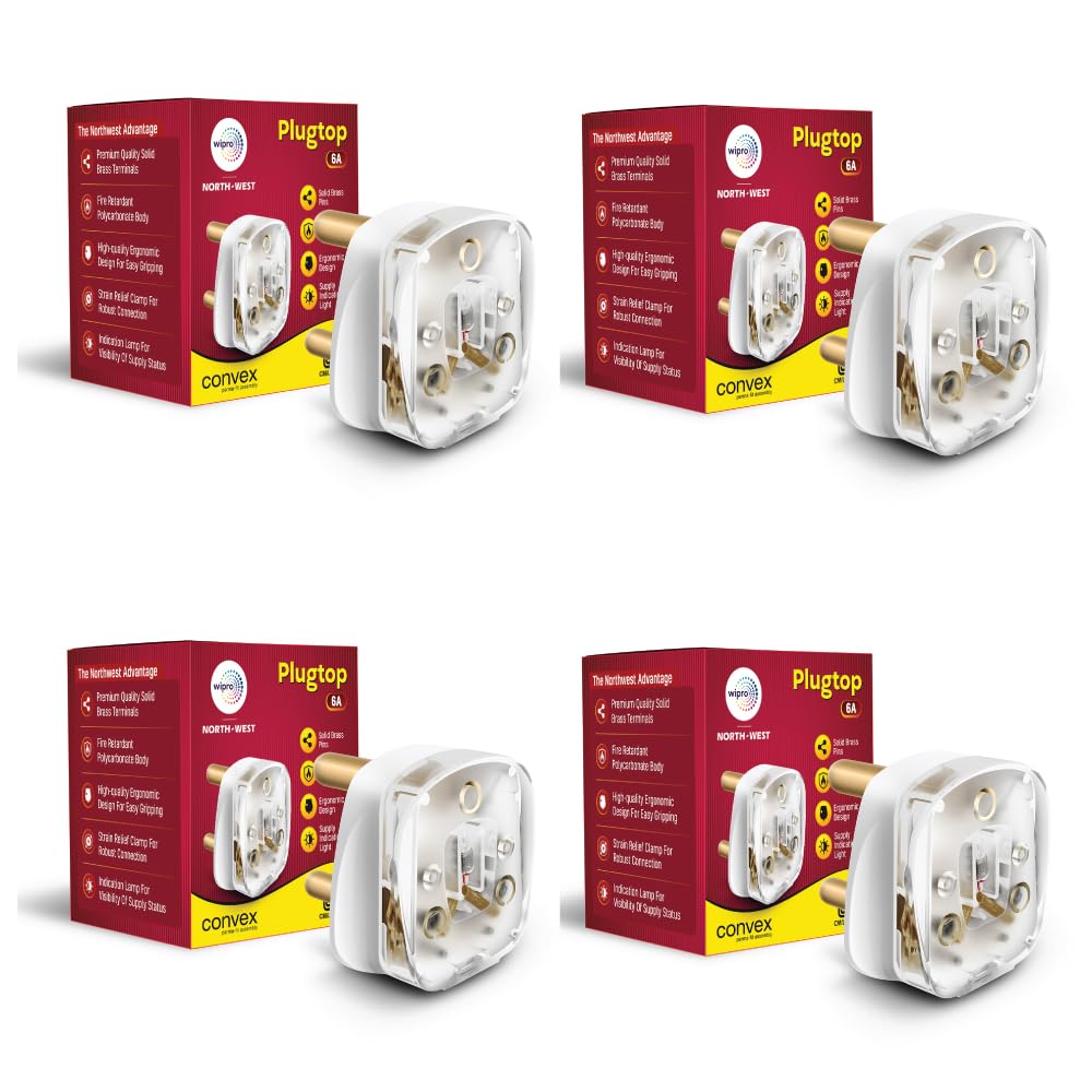 See full amazon price history chart for Wipro Northwest 6 Amp 3-Pin Plug Top with Solid Brass Pins and with LED Indicator | Suitable for household appliances| Made of FR Grade Polycarbonate (Pack of 4, White) Wipro Northwest 6 Amp 3-Pin Plug Top with Solid Brass Pins and with LED Indicator | Suitable for household appliances| Made of FR Grade Polycarbonate (Pack of 4, White) (B08GMNNYBM) Amazon Price History, Amazon Price Tracker