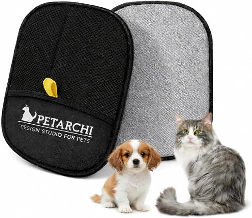 Petarchi Pet Hair Removal Glove Washable, Eco-Friendly, Reusable Gentle Massage, Electrostatic Grooming Mitt for Dogs & Ca...
