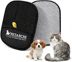 Petarchi Pet Hair Removal Glove Washable, Eco-Friendly, Reusable Gentle Massage, Electrostatic Grooming Mitt for Dogs & Cats, Fur Remover for Sofa, Clothes, Carpets, Car Seats