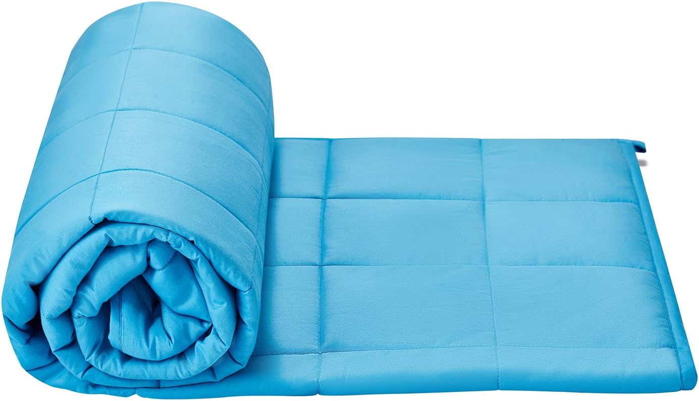 TONGDADA Kids Weighted Blanket | 40''x60'',10lbs | for Child Between 80-125 lbs | Premium Cotton Material with Glass Beads | Teal - Image 7