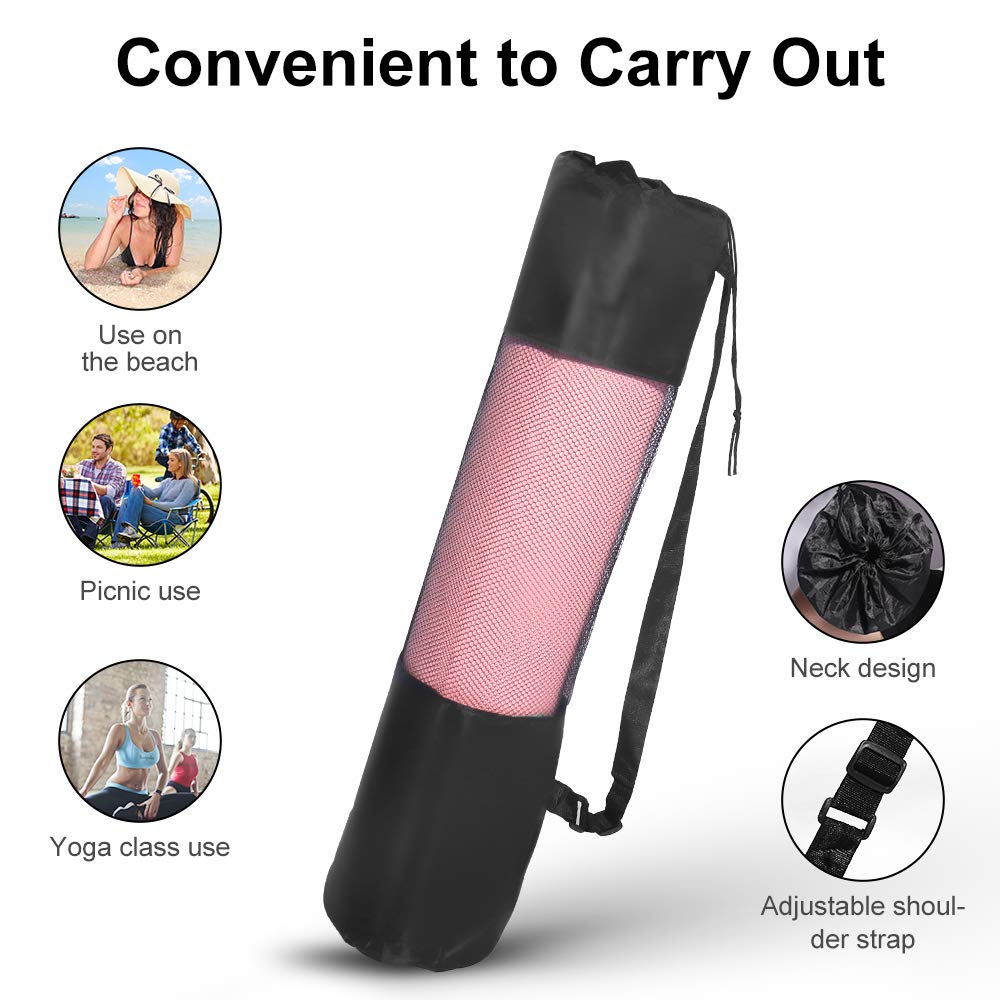 Esterilla Yoga, Alfombrilla de Yoga Texturizada Antideslizante 3*Banda de Resistencia,1* Correa de Transporte para Ejercicios para Yoga, Pilates y Ejercicios de Piso 183x61x0.6 cm (Rosa-Azul)