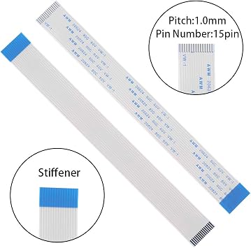 Aokin for Raspberry Pi Camera Cable, FFC Cable Ribbon Flex Extension Cable 15 Pin 1.0mm Pitch for Raspberry Pi, Octoprint Octopi Webcam, Monitor 3D Printer, etc, 30cm/11.81in