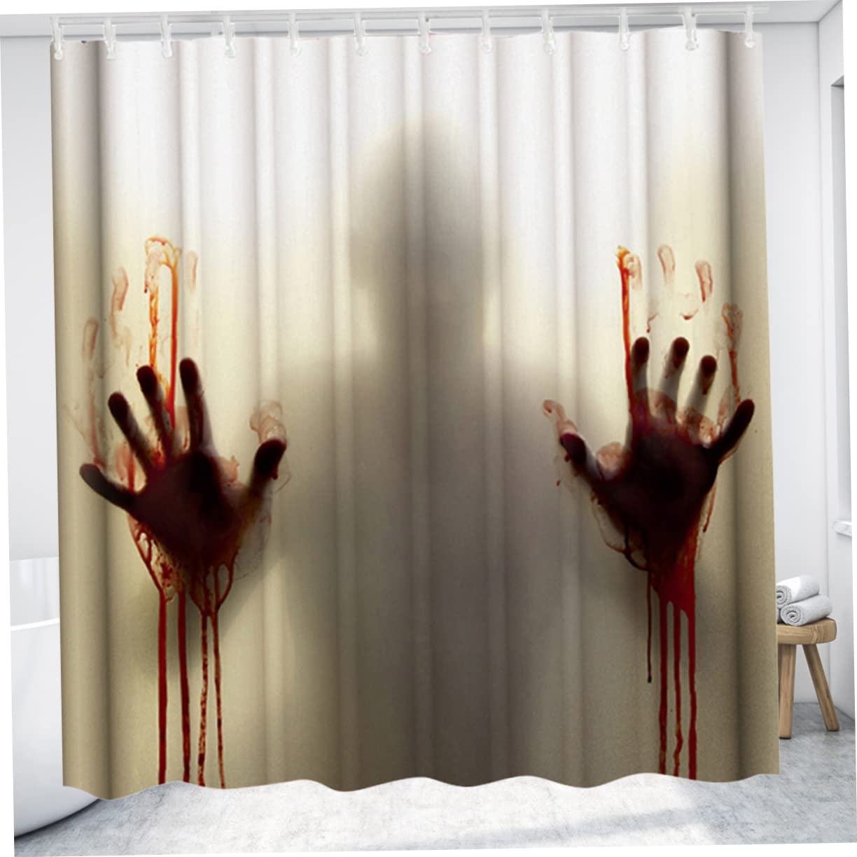 Cabilock Cortina De Ducha con Impresión De Sangre De Halloween 180 Ancho X180 Alto Cm Decoraciones Sangrientas De Halloween Cortina De Baño con Gancho Cortinas De Ducha Impermeable Conectar
