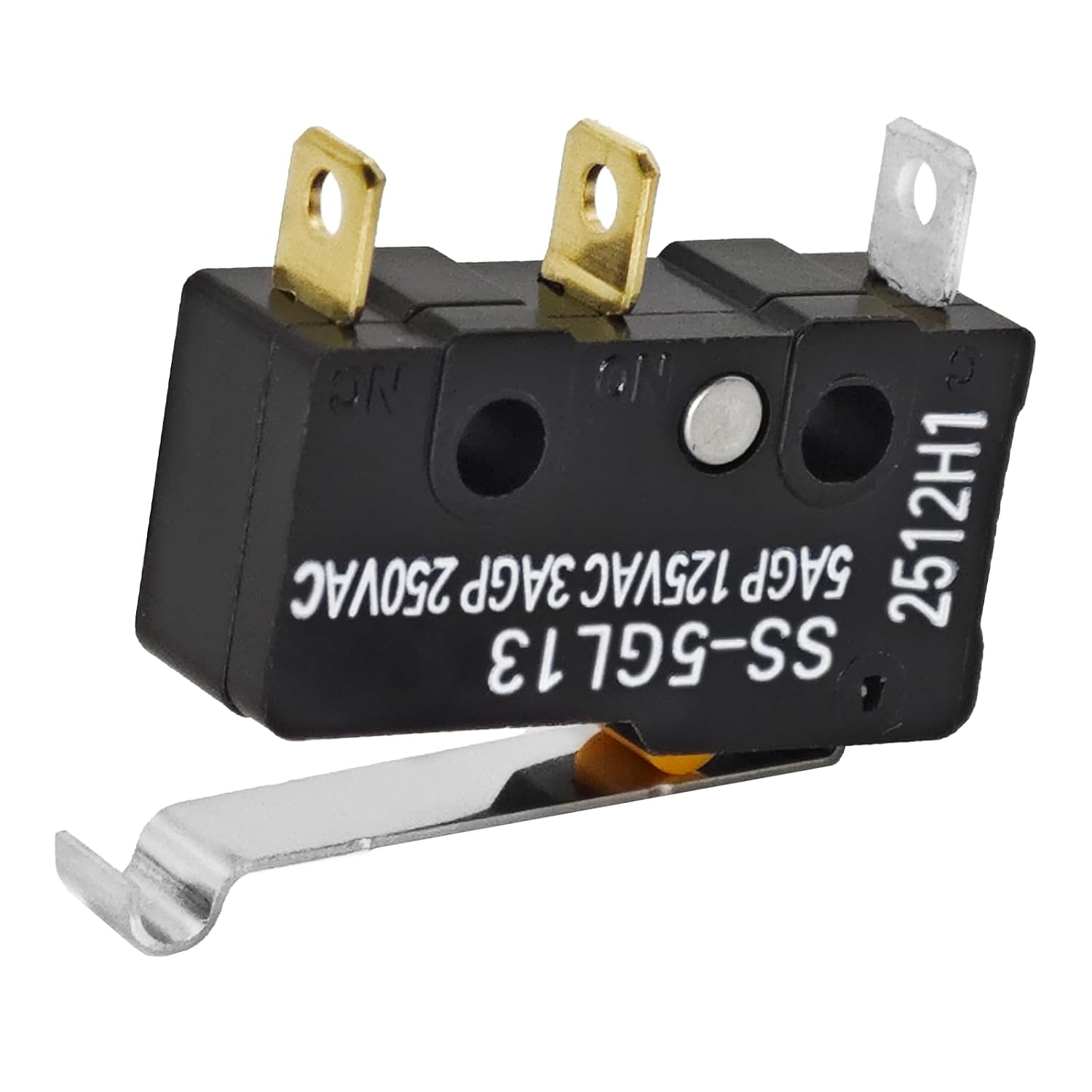 SS-5GL13 Miniature Micro Switch (Pack of 4) - 5A 125VAC 3 Pins Micro Limit Switch with Curved Tip Lever