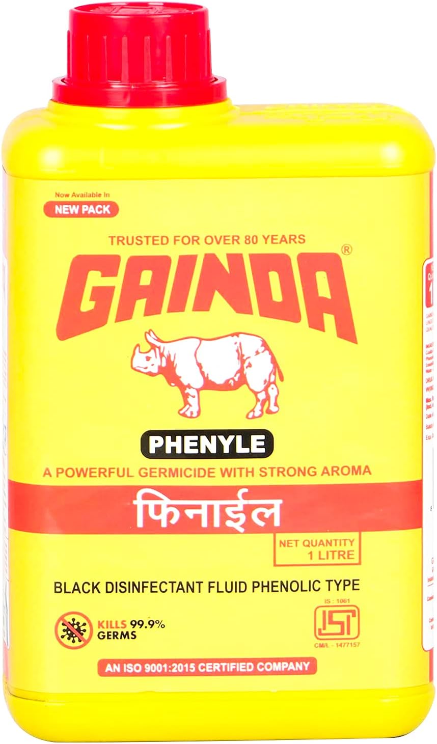 GAINDA Black Disinfectant Phenyl Liquid Streak-free Surface Floor Cleaner for Hospitals, Homes, Offices & Commercial Use Ready to Use Solution Removes Dirt, Grime & Germs, 1000 ml
