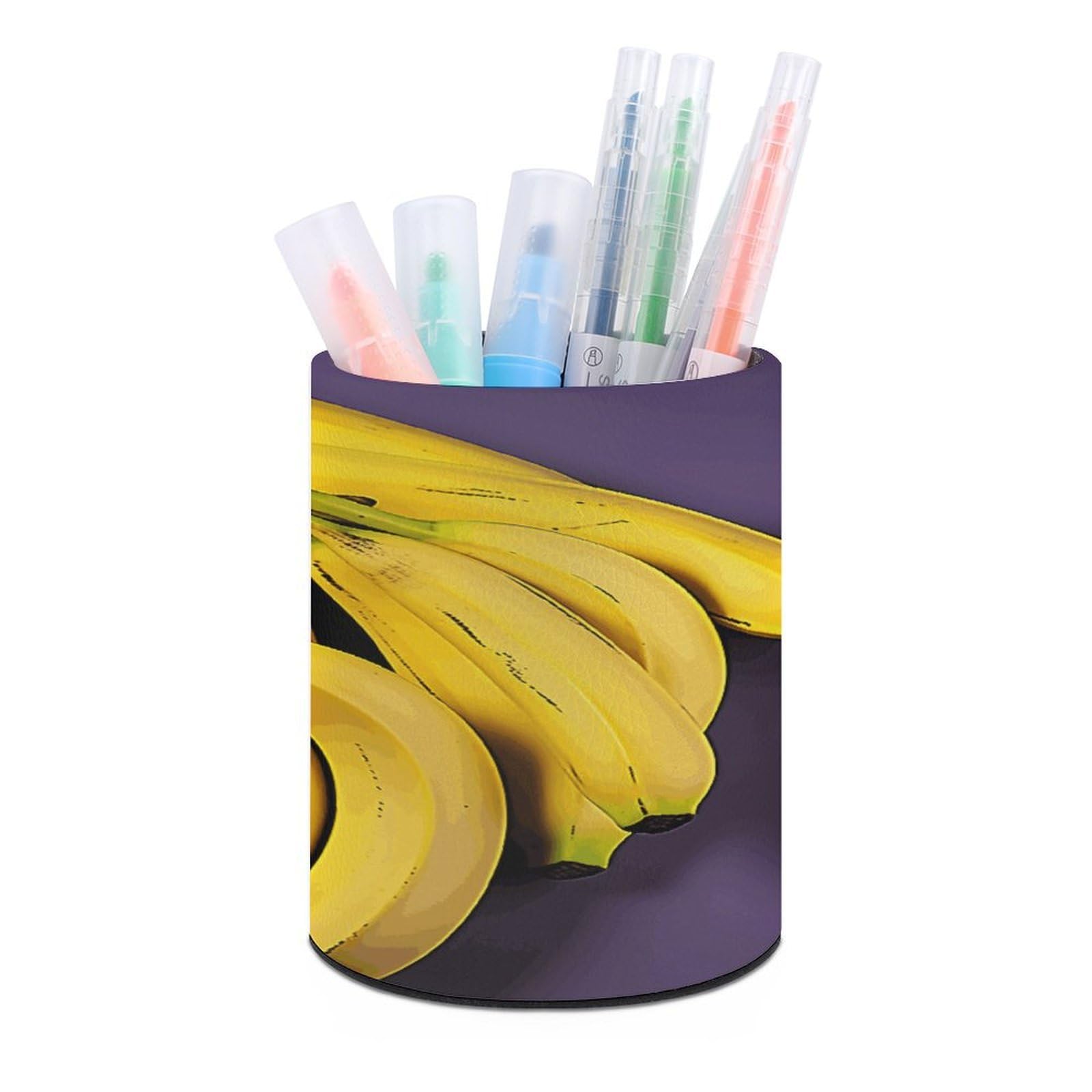 FekiLoot Unique Banana Fruit Pen Holder Personalized Desktop Pencil Holders Case Office Accessories Container Box for Round Pen Cup Desktop Organizer Makeup Brush Holder Caddy Storage
