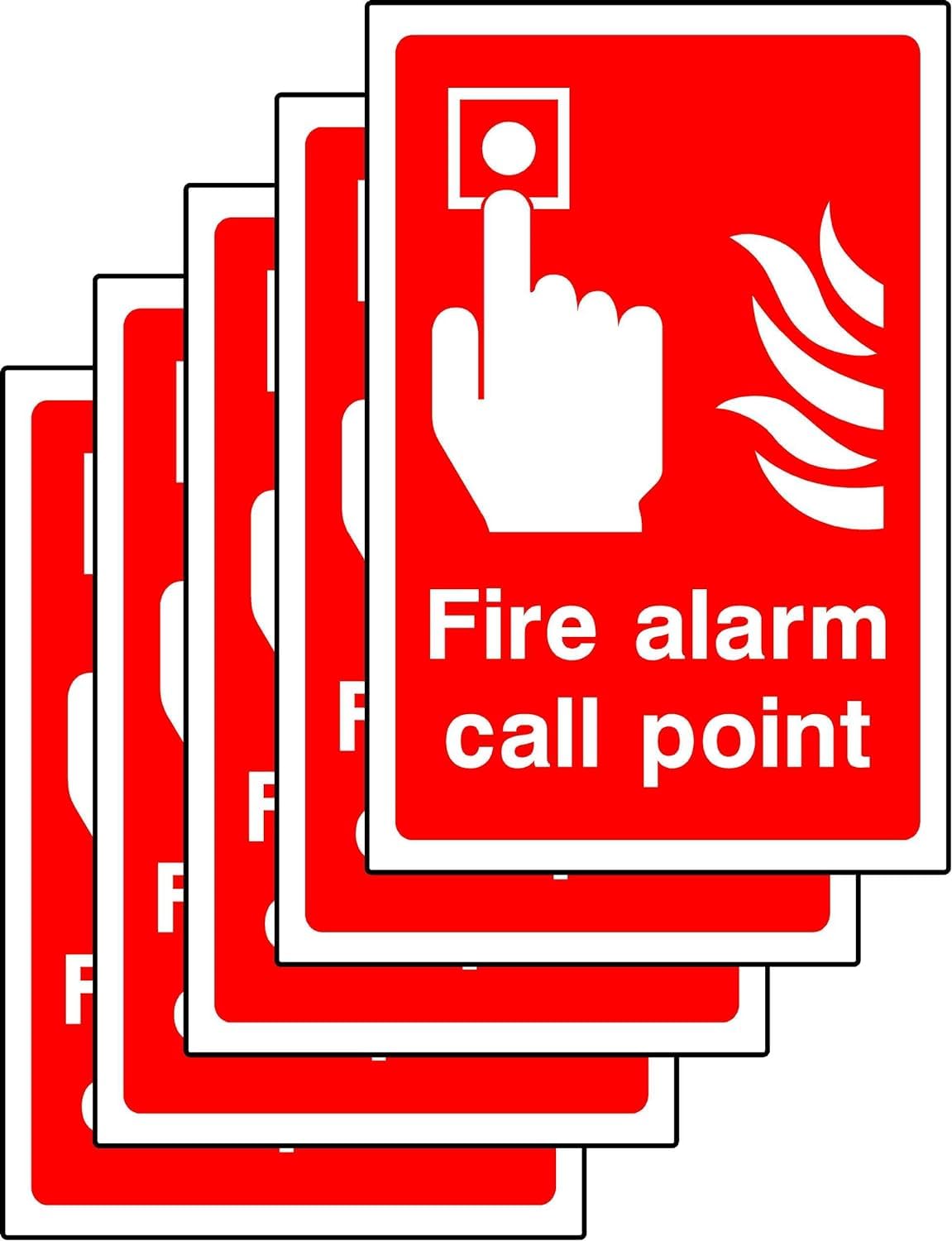 Fire action call point safety signs - 1.2mm Rigid plastic 150mm x 100mm Pack of 5 Case (Pack of 5)