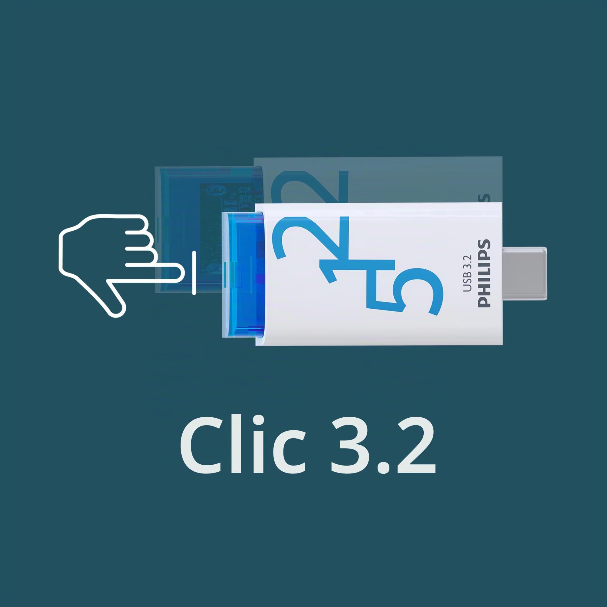 Philips Click Edition USB-C Stick USB 3.2 Gen 1 USB Flash Drive 64 GB para PC, portátil, Smartphone, Tableta con Puerto USB-C, Velocidad de Lectura de hasta 120 MB/s, 512 GB
