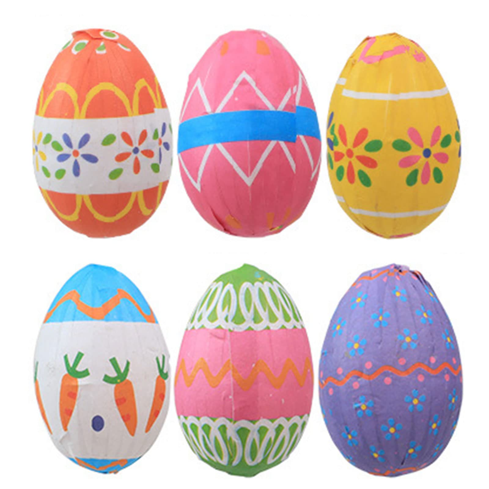 Hsioluted 6pcs Easter Eggs Hanging Pendant Ornaments Easter Party Decorations for Home Colorful Carrot Painted Egg Craft Gift Colorful Eggs for Kid