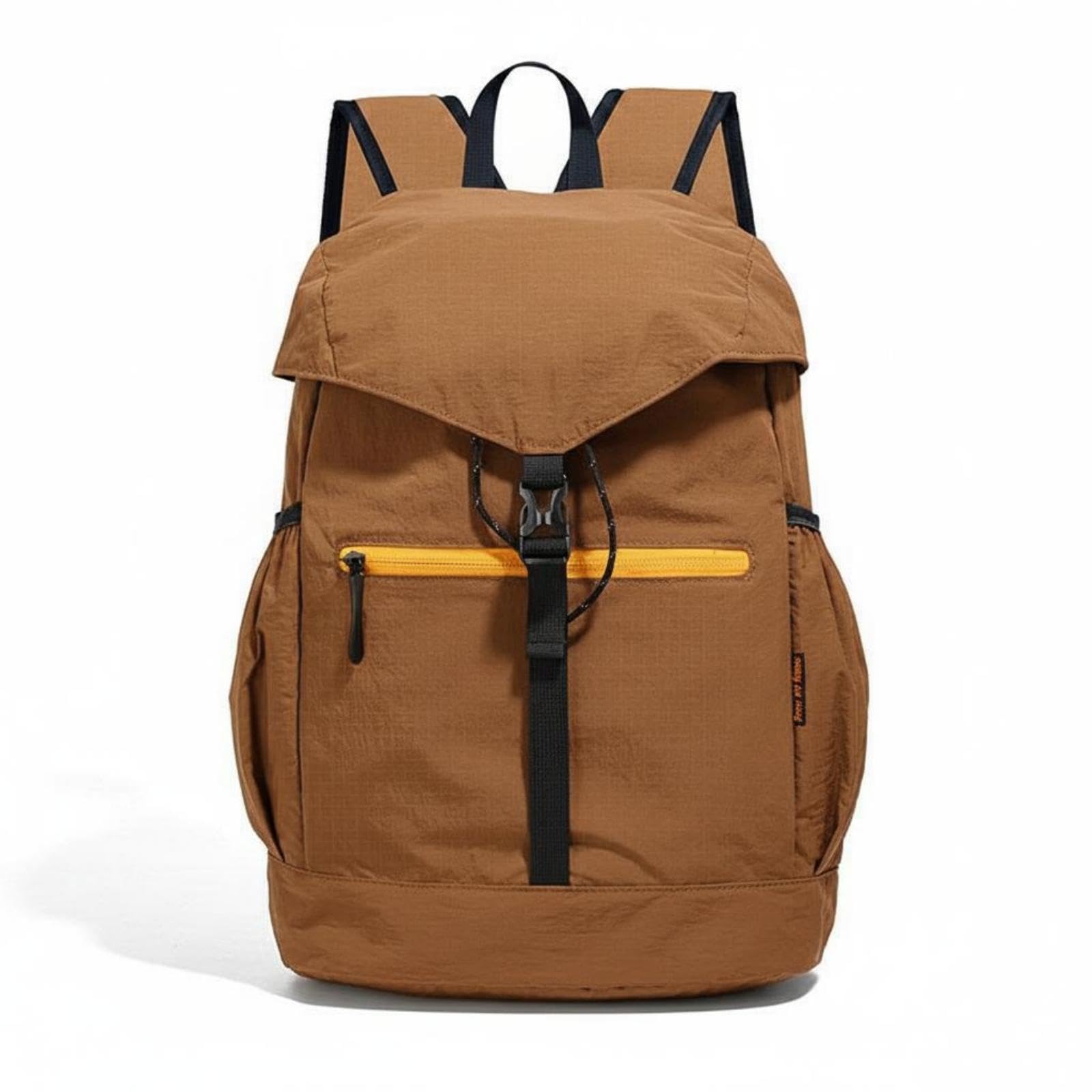 Lightweight Hiking Backpack Flap Closure Travel Daypack Drawcord Opening Daily Backpack for Hikers, Wanderers Khaki-image-39