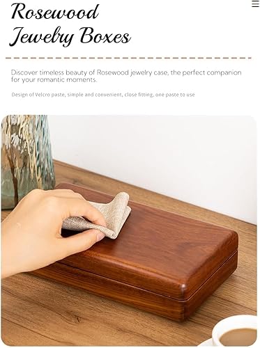 Miniatura 4 de Joyero de madera maciza, organizador de joyas para múltiples anillos, gemelos, aretes, estuche portátil de almacenamiento de anillos de viaje