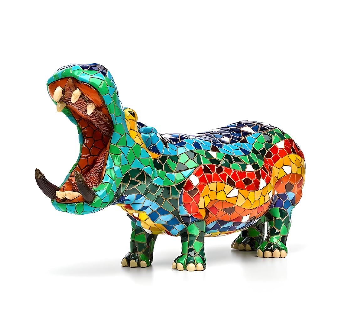 Hippo en mosaïque de 43 cm égayez votre meuble d'entrée avec cette touche colorée