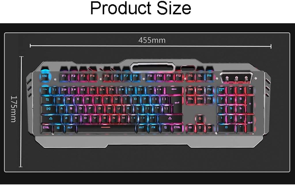 ARCH Waterproof Gaming Keyboard with Multimedia Knob, Knob Ergonomics Mechanical Keyboard with Mobile Phone Holder Slot,for Windows PC Computer Desktop (Color : A)