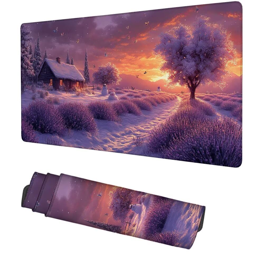 Tappetino Scrivania viola, Tappetino Gaming 1000x500x3mm Mouse Pad Vista, Antiscivolo Tappeto Mouse, Accessori Gaming, Ufficio Accessori, Migliora la Precisione e la Velocità, per Ufficio e Casa f-479