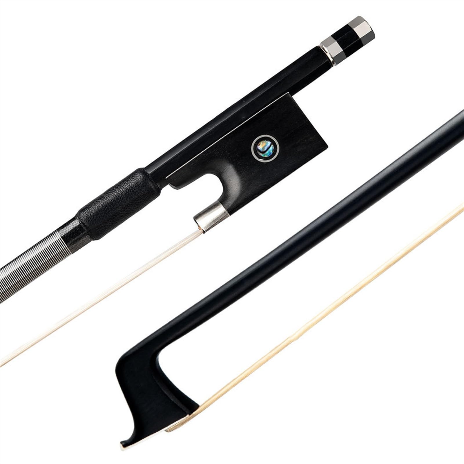 Fibra De Carbono Negra Envuelta Con Alambre De Plata Negro, Cola De Ébano, Poste De Arco De Violín De Tamaño Completo (Color : 4/4)